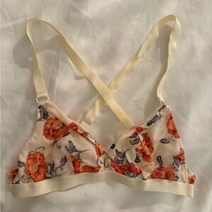 Cream Floral Bralette with Adjustable Straps